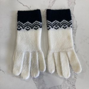 Ann Taylor White & Black Fair Isle Pattern Gloves